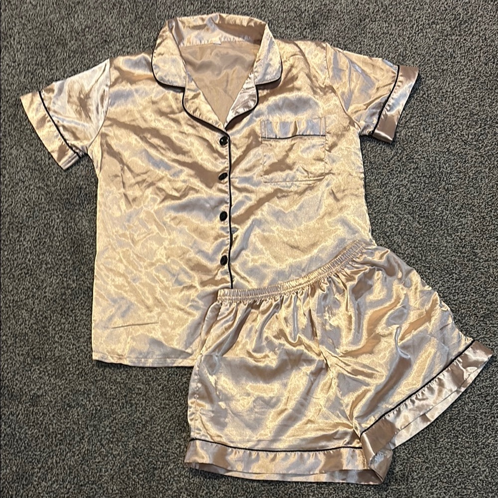 Silky Peach/Light Pink/Gold Pajama Set